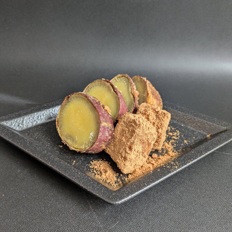 蜜芋の天ぷらとわらびもち