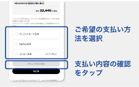 支払方法の選択、決済